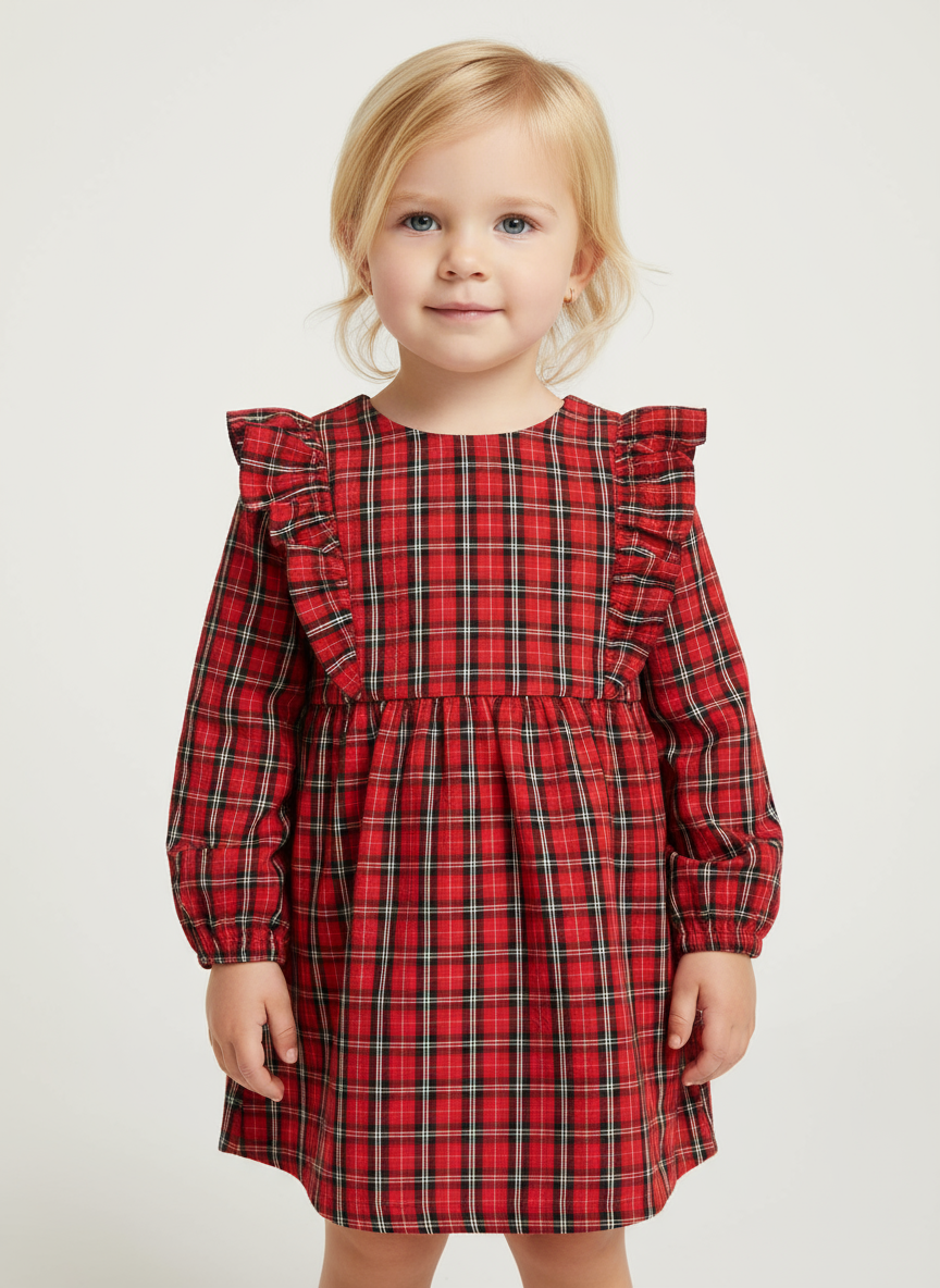 Vestido rojo cuadros chongo old navy niña 02265840