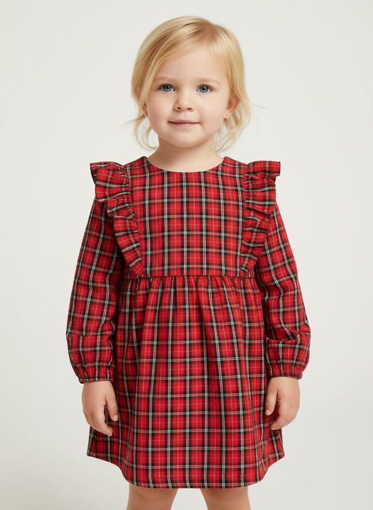 Vestido rojo cuadros chongo old navy niña 02265840