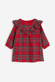 Vestido rojo cuadros H&M revuelos ruffle 1165680