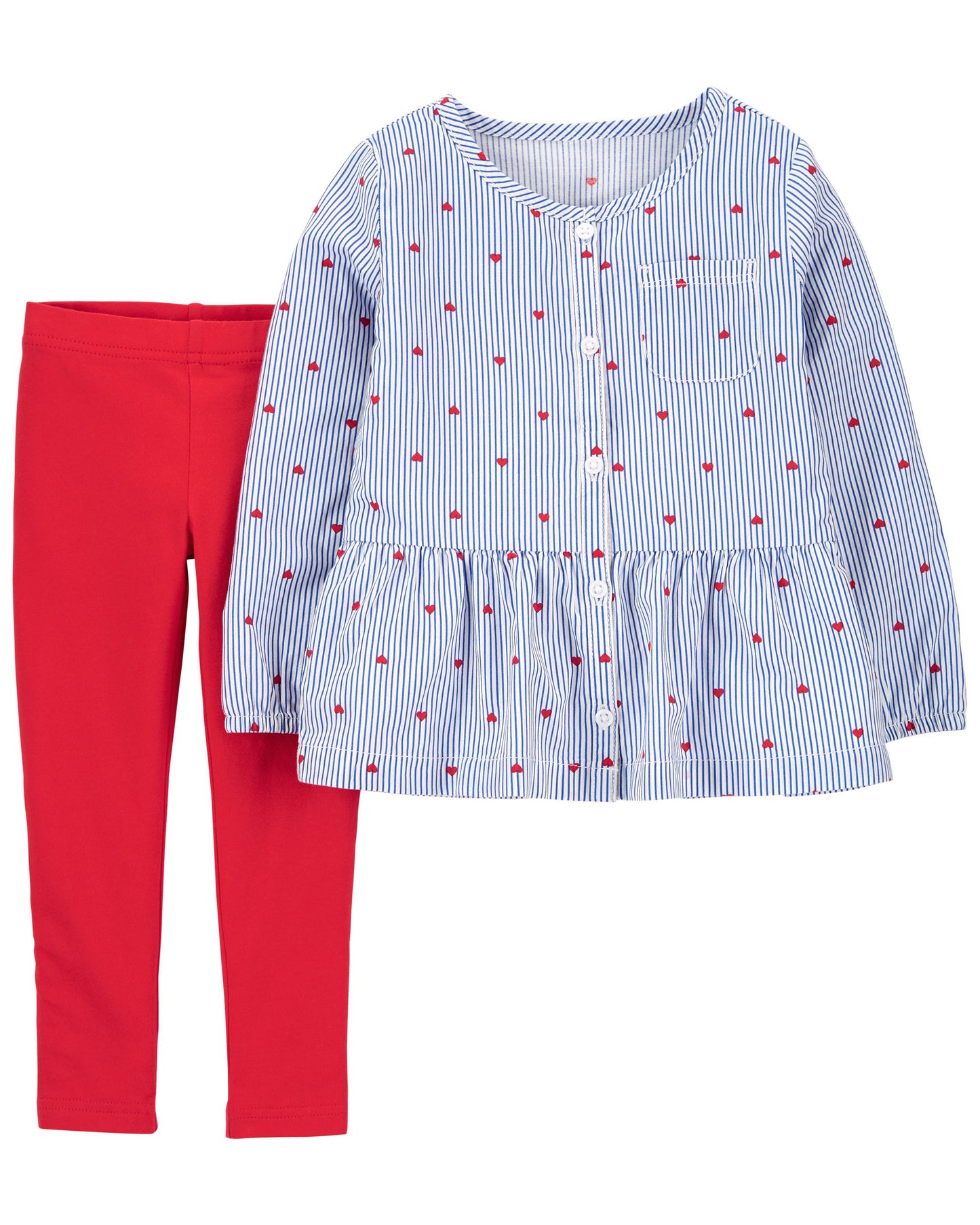 Set 2 Piezas niña carters corazones leggins rojas 12m a 8 años