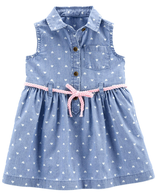 Vestido Jeans corazon con faja Carters niña