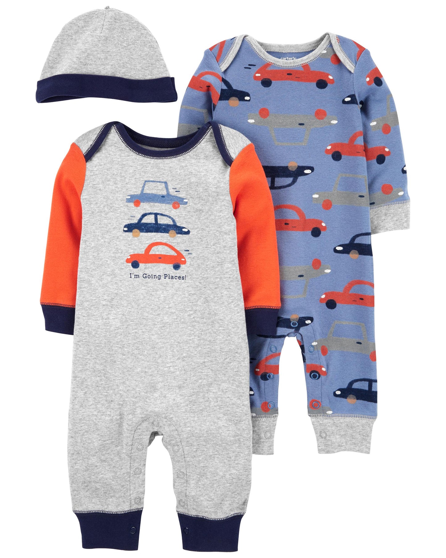 set 3 piezas Carters bebe niño overall gorro
