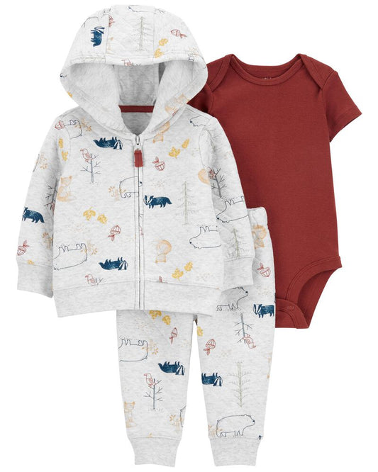 Set 3 piezas Carters bebe niño sueter pantalon mameluco