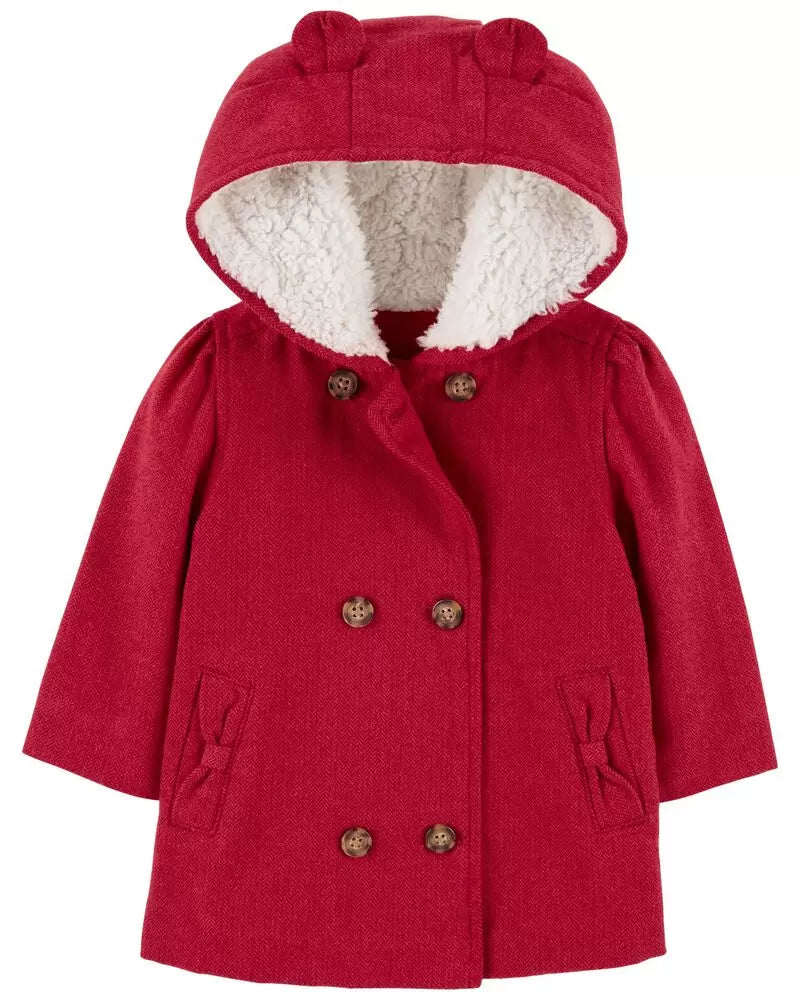 Sueter abrigo con gorro rojo bebe carters niña 98367216