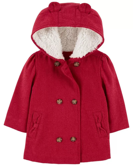 Sueter abrigo con gorro rojo bebe carters niña 98367216