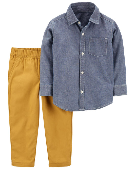 Set 2 piezas Niño formal camisa azul jeans carters