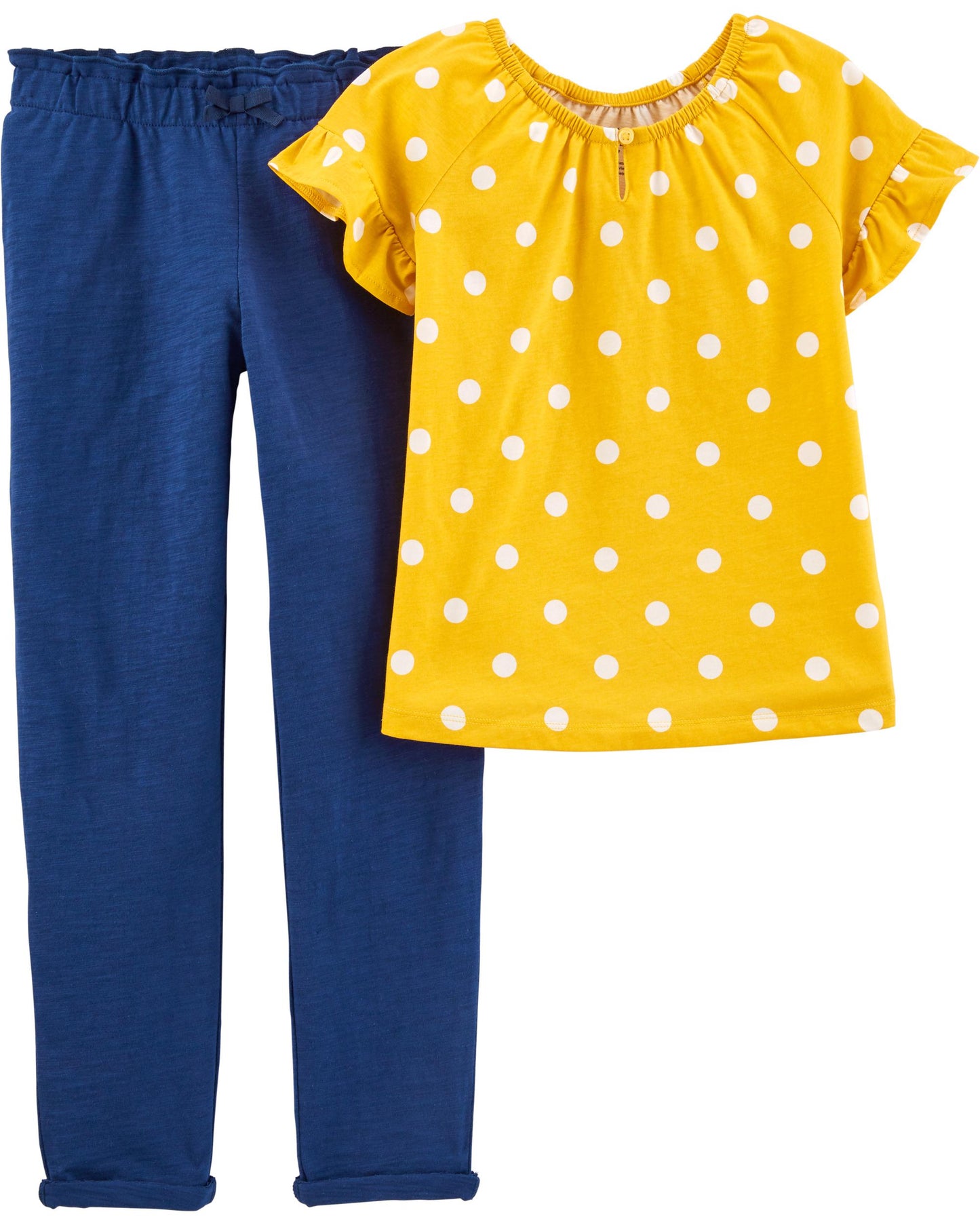 Set 2 piezas amarillo puntos pantalon azul Carters bebe niña 01499043