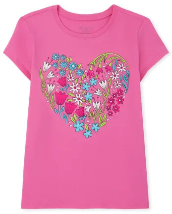 camisa rosada corazon flores Childrens Place niña