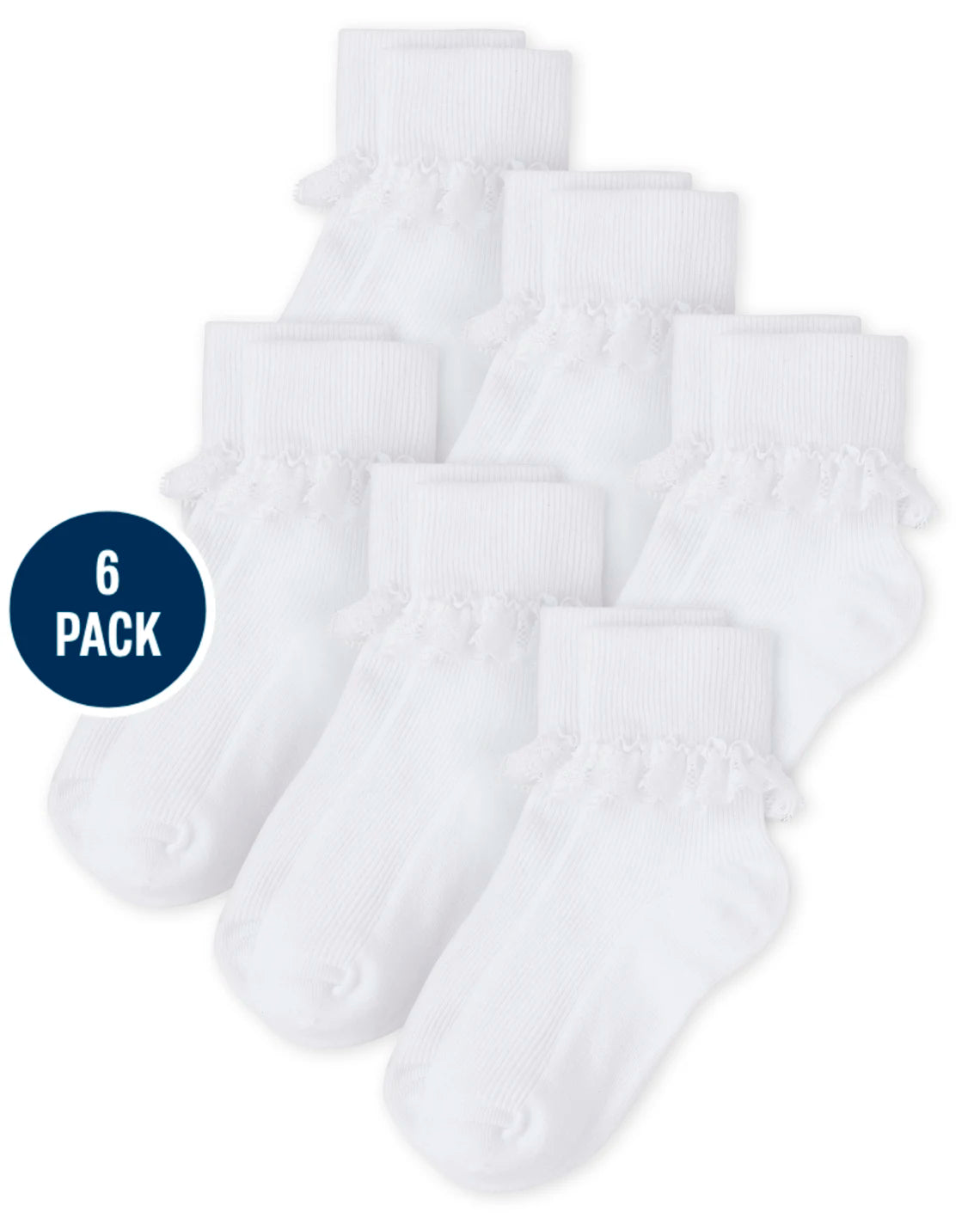 Set 6 calcetines blancos Childrens place niña revuelos 7781