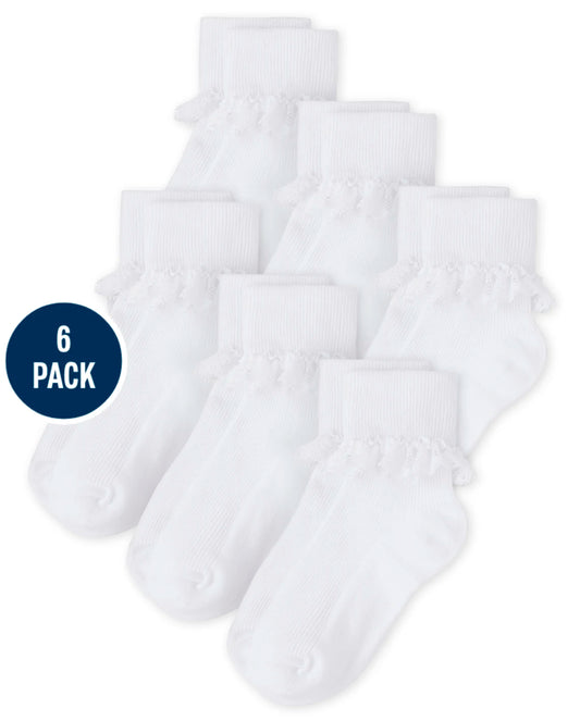 Set 6 calcetines blancos Childrens place niña revuelos 7781