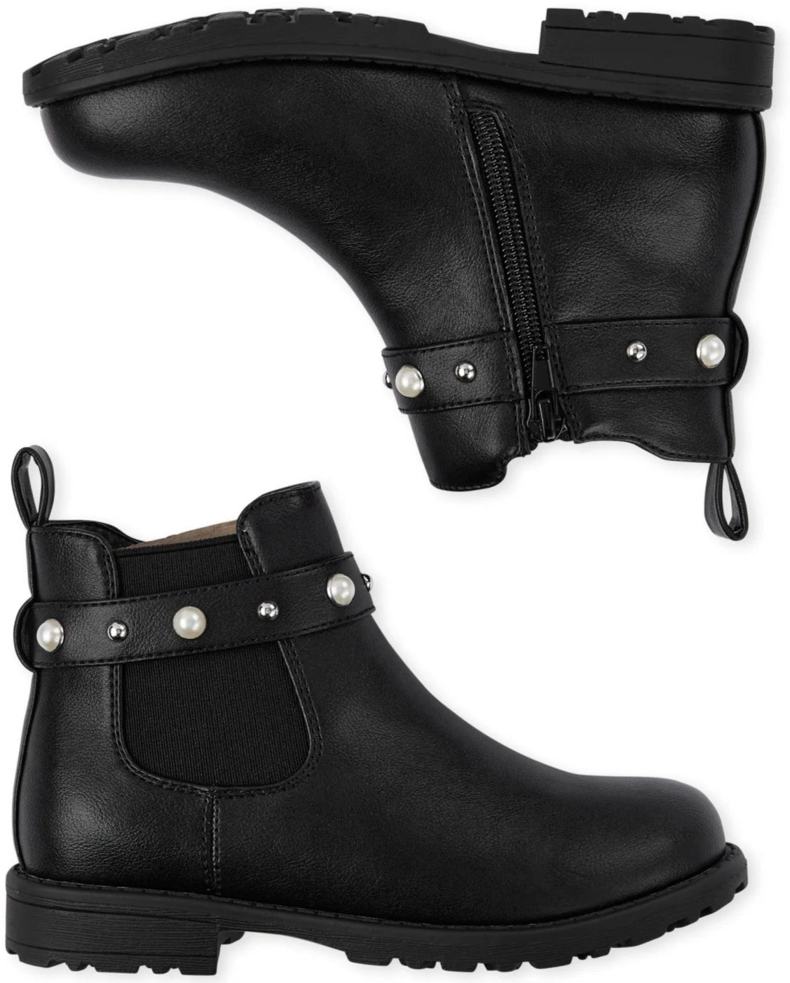 Botas botines burritos negros perlas Childrens place