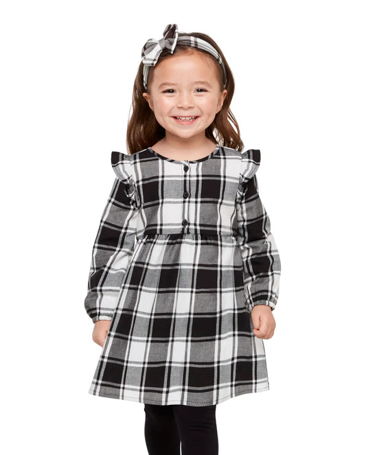 Vestido cuadros blanco negro niña Children's Place