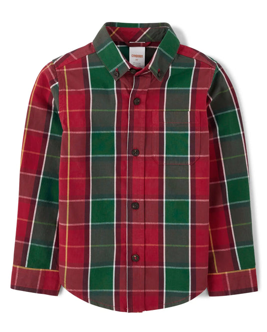 Camisa roja verde cuadros Gymboree niño 2 a  12 años formal 87279600