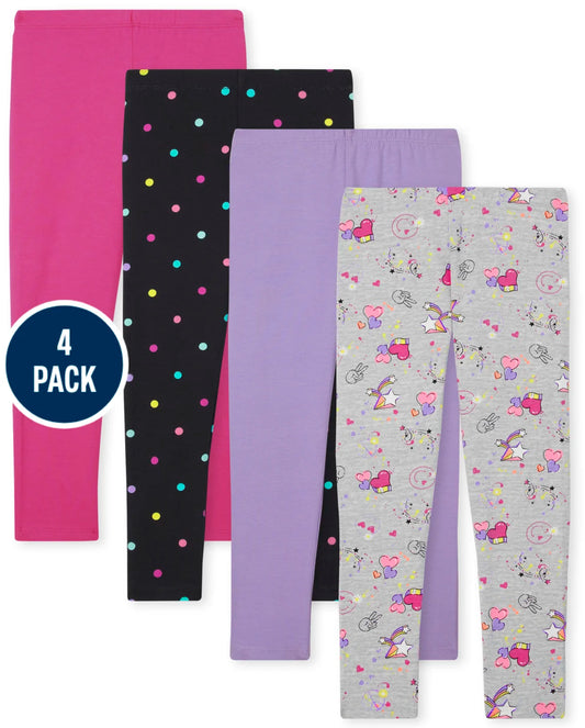 Set 3 Leggings Childrens place niña negra rosada morada