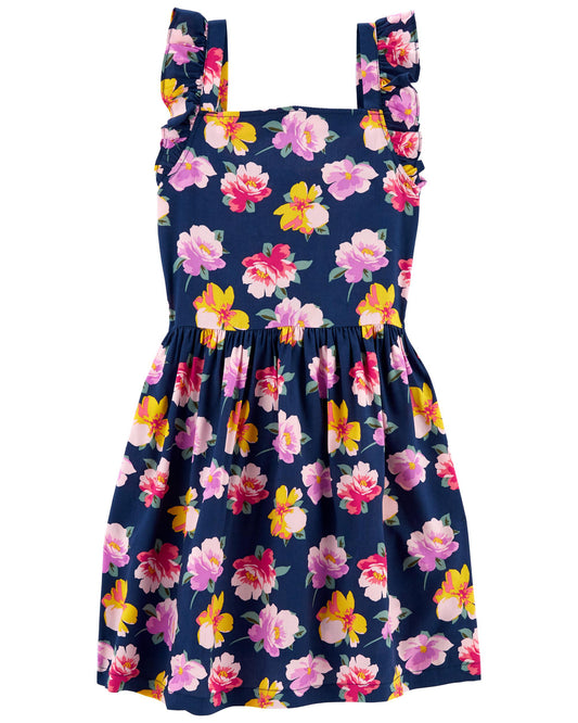 Vestido niña azul flores carters 5-14 años