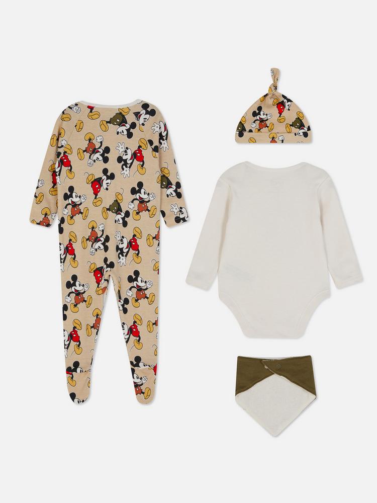 Set 4 piezas H&M mickey disney bebe niño pijama babero gorro