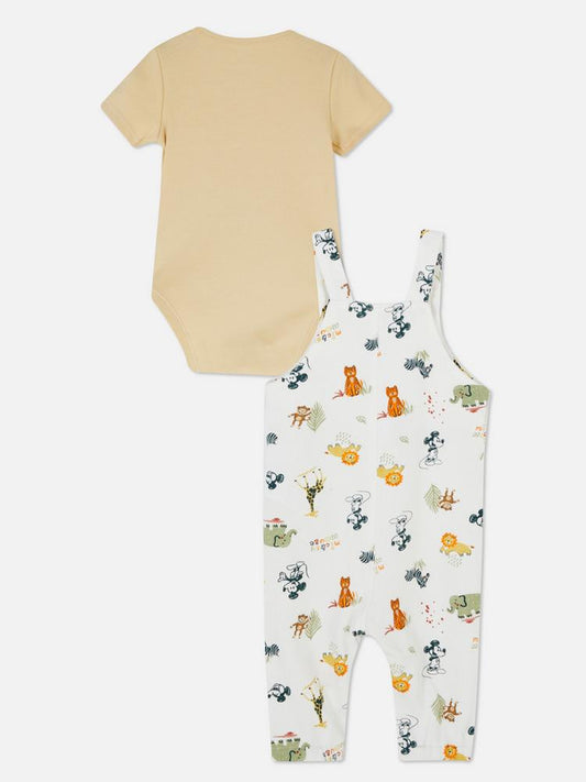 Set 2 piezas safari overall H&M mickey disney bebe niño