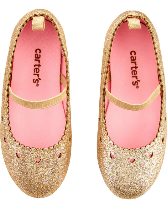 Zapatillas doradas Carters escarcha corazon niña