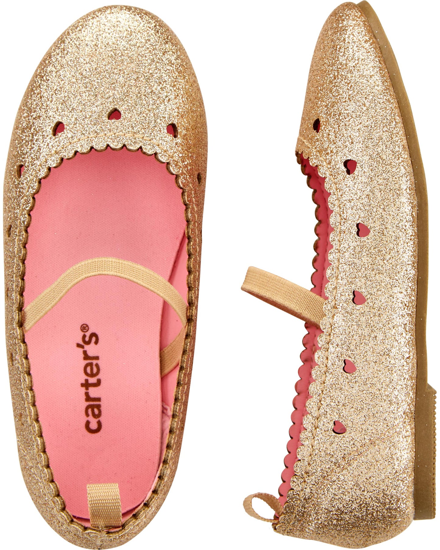 Zapatillas doradas Carters escarcha corazon niña