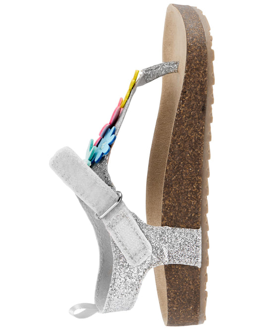 Sandalias plateadas flores niña Carters promo 4x1000