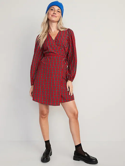 Vestido cuadros rojo Old Navy Mujer Adulto 69584880