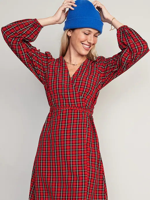 Vestido cuadros rojo Old Navy Mujer Adulto 69584880