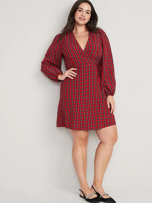 Vestido cuadros rojo Old Navy Mujer Adulto 69584880