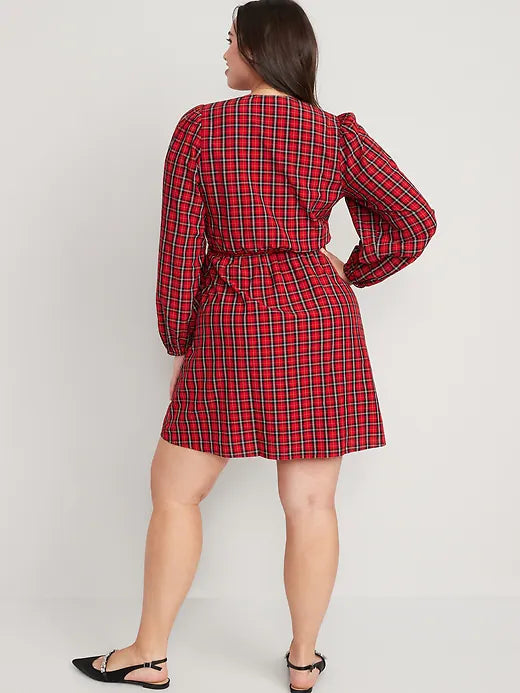 Vestido cuadros rojo Old Navy Mujer Adulto 69584880