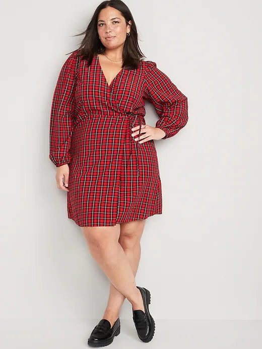 Vestido cuadros rojo Old Navy Mujer Adulto 69584880