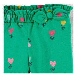 Set 2 piezas carters corazon mameluco gris pantalon verde bebe niña