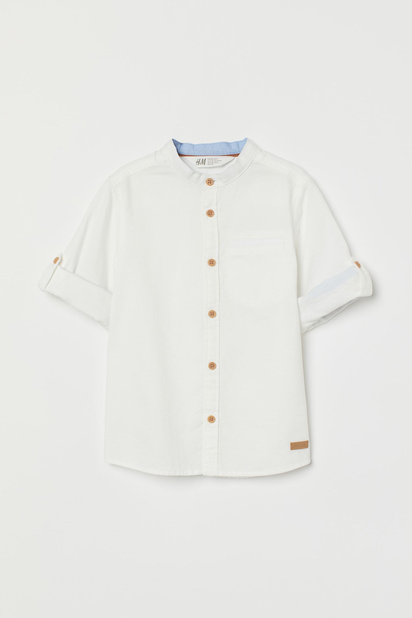 Camisa blanca formal henley H&M niño botones det azul