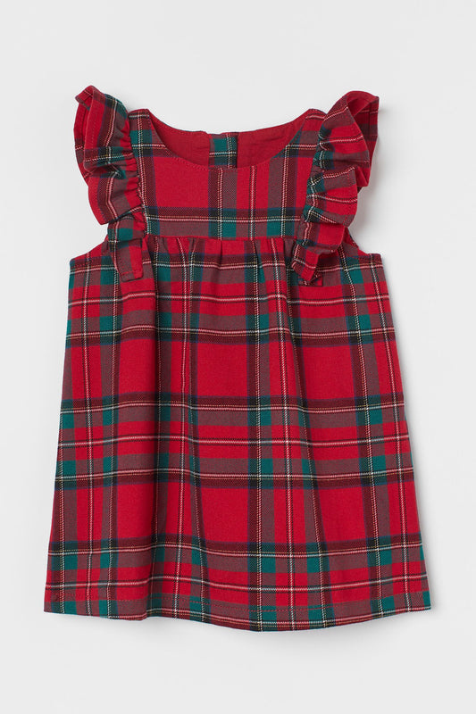 Vestido H&M niña rojo cuadros ruffle 63745776