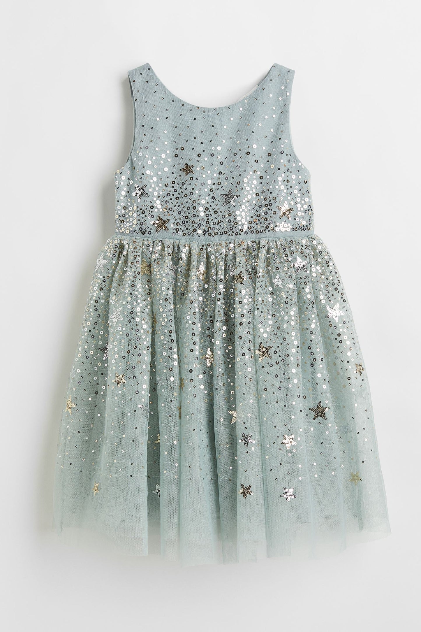 Vestido niña H&M tulle glitter estrellas verde