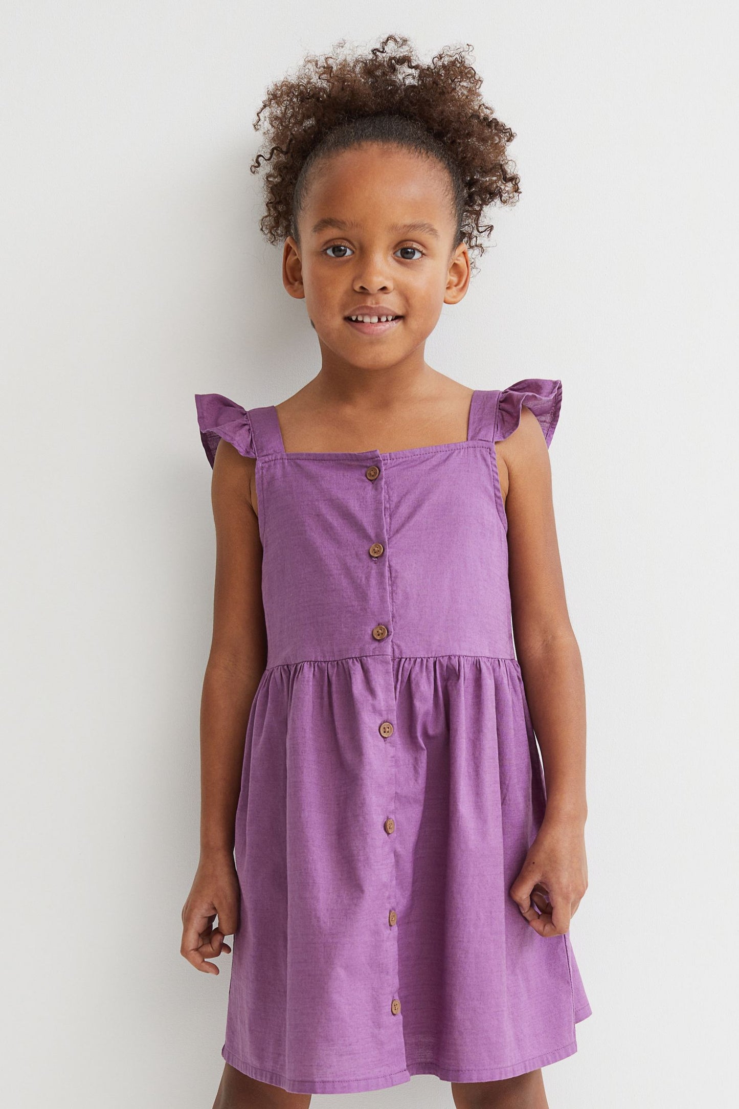 Vestido morado revuelos H&M algodón morado