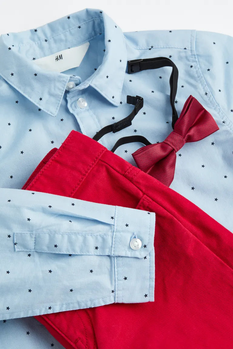 Set 3 piezas formal niño rojo corbatin  H&M