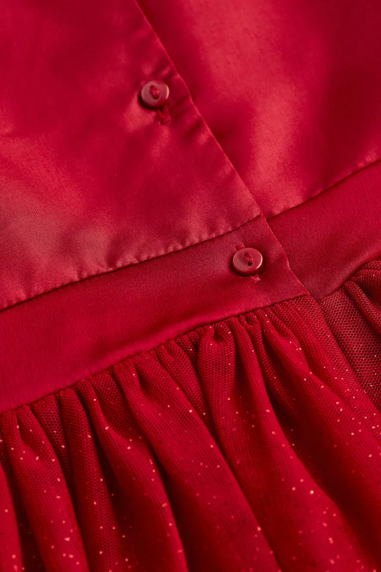 Vestido rojo niña H&M tutu tulle glitter 53150192