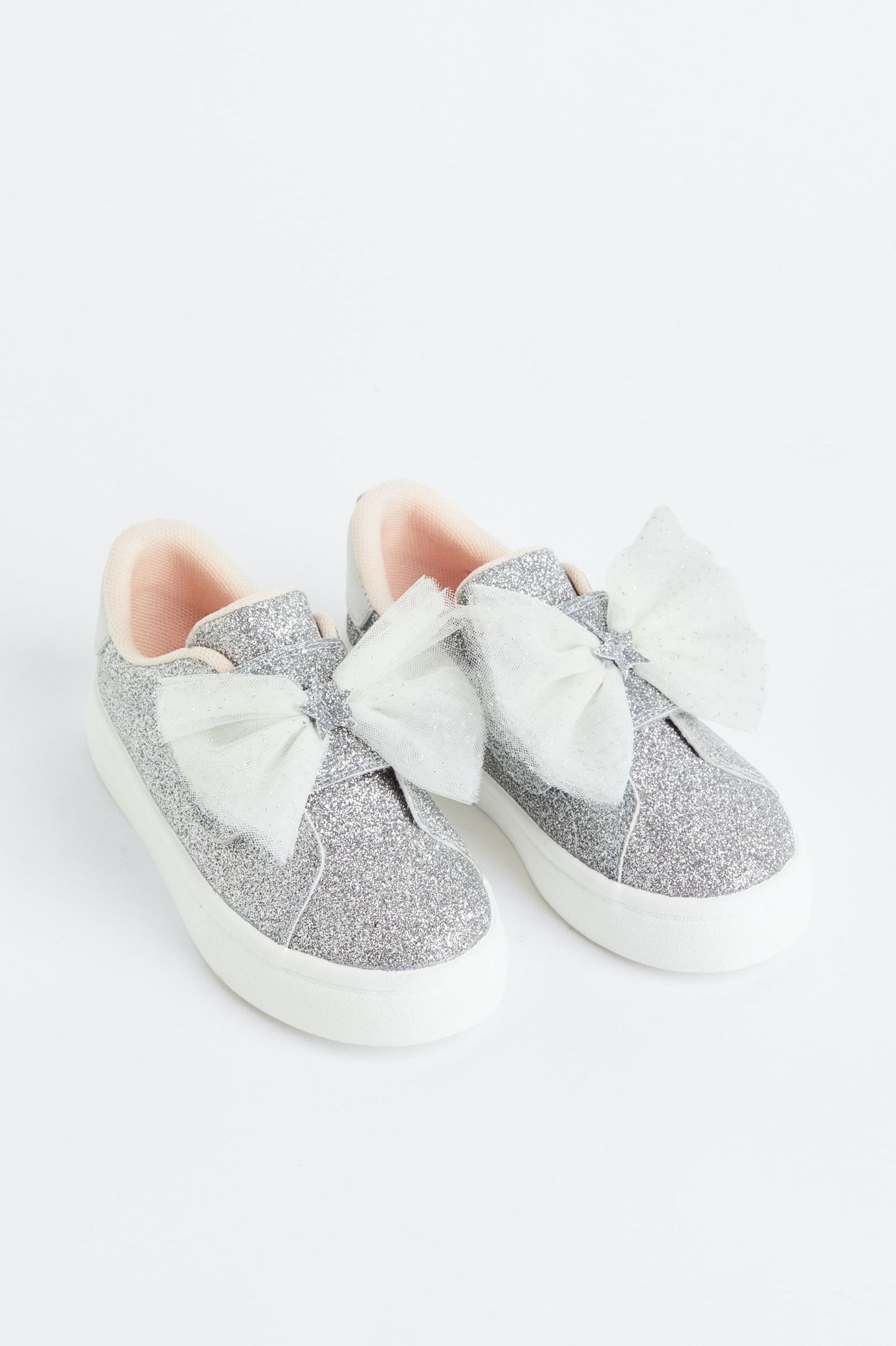 Tenis plateado gris glitter chongo H&M niña