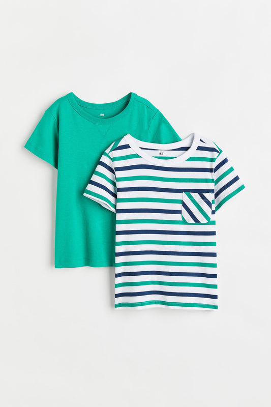 Set 2 camisas niño H&M verde Rayas
