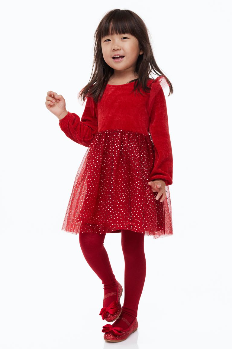 Vestido niña rojo H&M lentejuelas tulle glitter 55971824