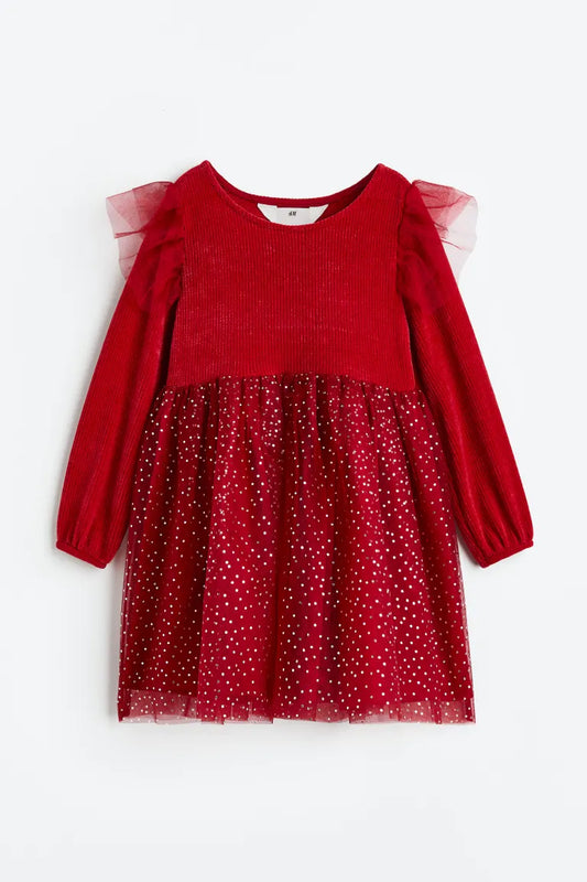Vestido niña rojo H&M lentejuelas tulle glitter 55971824