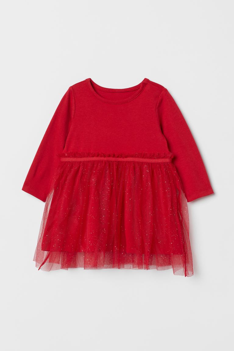 Vestido rojo tulle tutu niña H&M brillante 85659632
