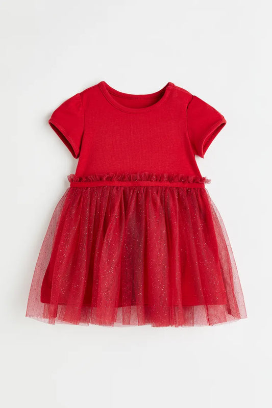 Vestido rojo tulle tutu niña H&M brillantes 79958000