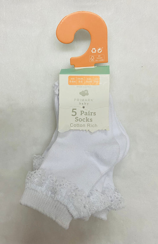 Set 5 Calcetines revuelo blancos Primark