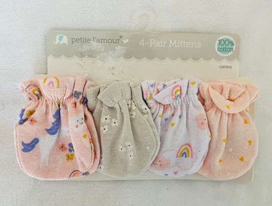 Set 4 Guantes bebe niña