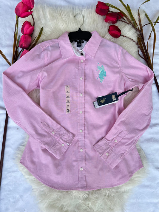 Camisa polo rosada mujer