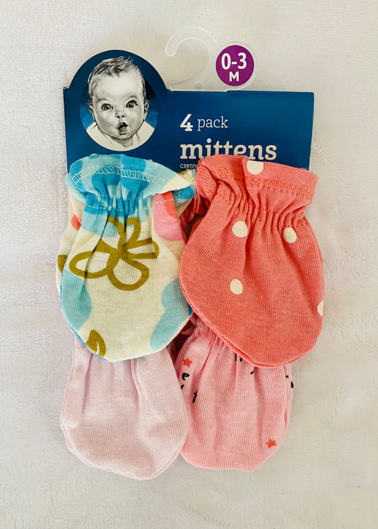 Set 4 Guantes bebe niña Gerber