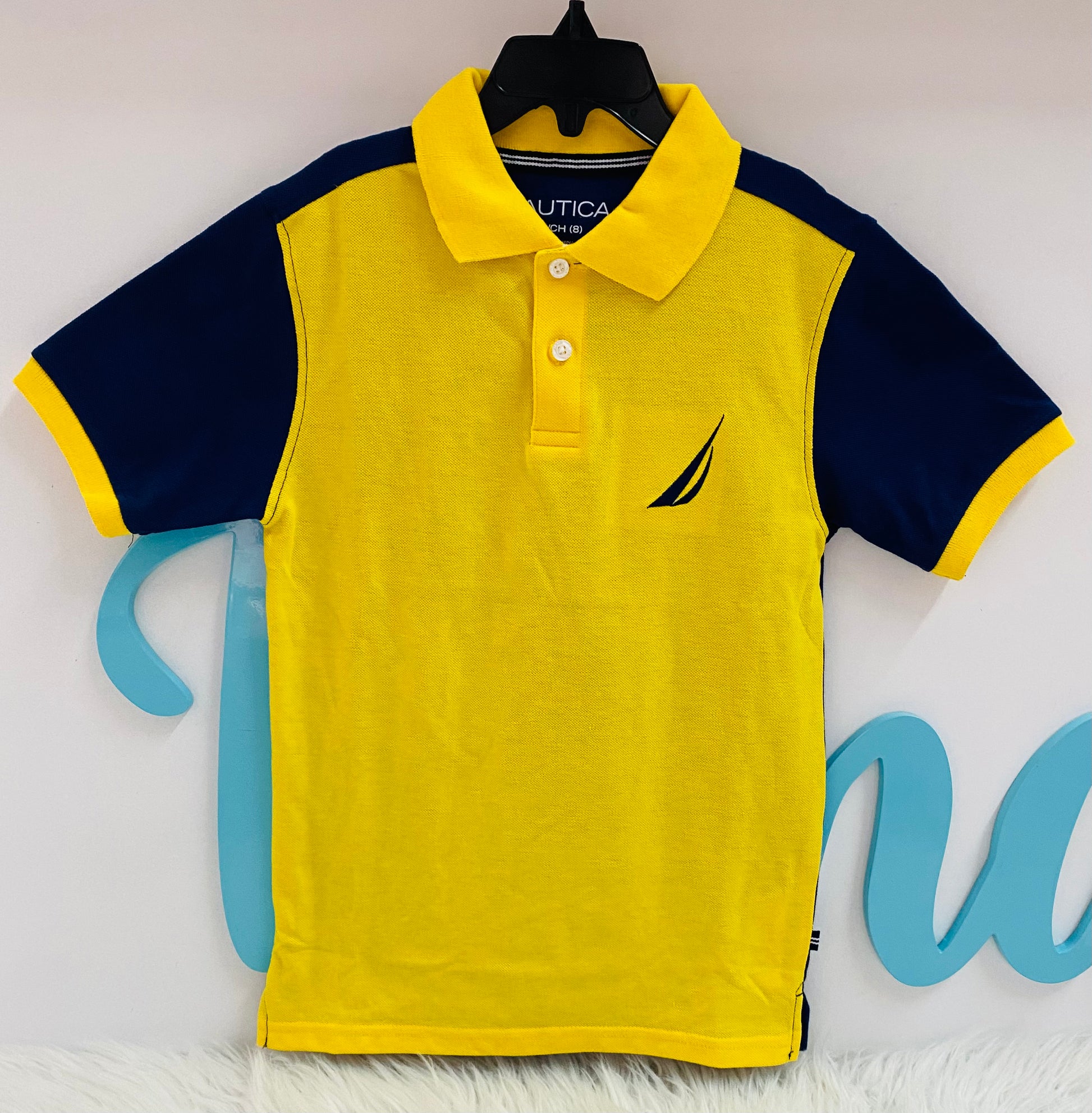 Camisa polo n utica azul y amarilla Kima Shop HN