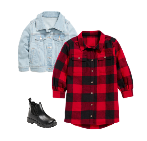 Vestido Old Navy niña rojo cuadros 97992432