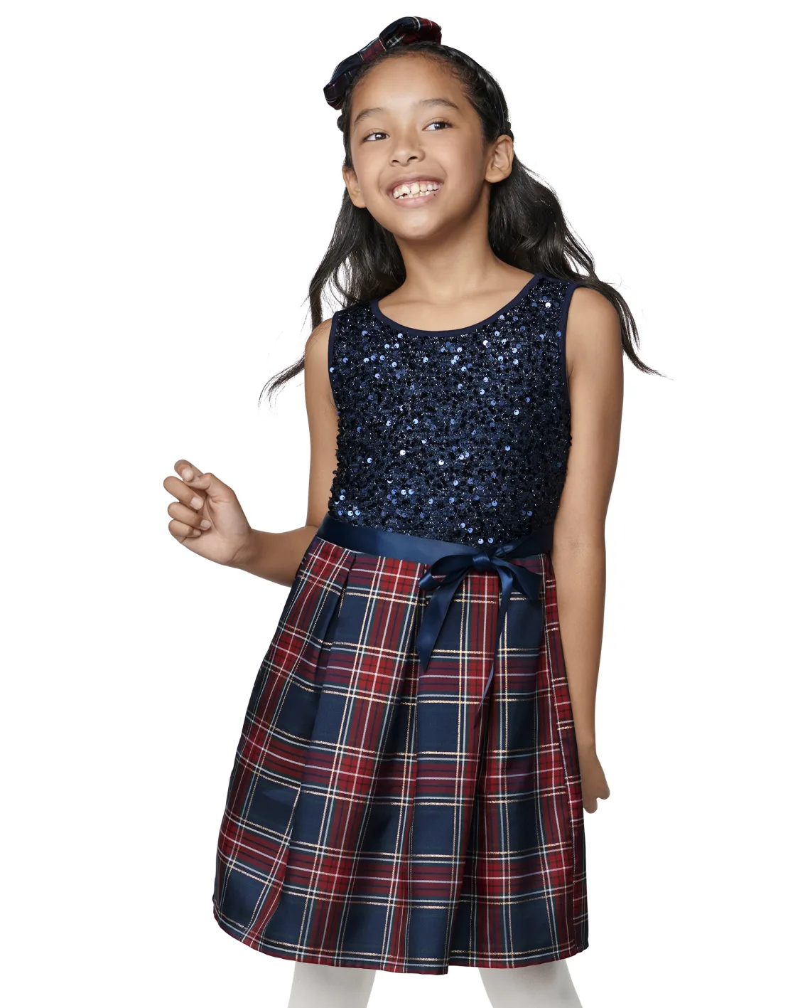 Vestido azul lentejuelas niña Childrens Place 4 a 16 años cuadros 34337264